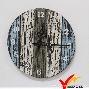 Shabby Chic Vintage Colorful Retro Charm Quartz Wooden Wall Clock for Home Decor